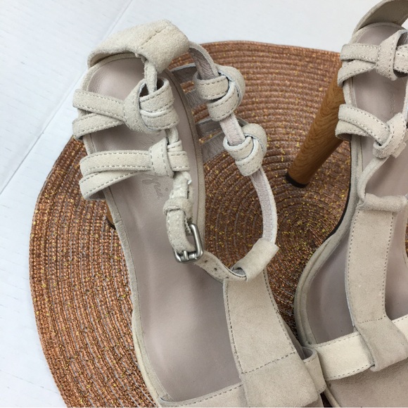 BCBGMaxAzria Runway Soft Off White Sunrise Suede Leather Sandals Size US 8.5 - Picture 5 of 11